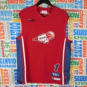 Mitchell & Ness AND1 Mixtape Jersey Size M Streetball Red Navy Denim NWT